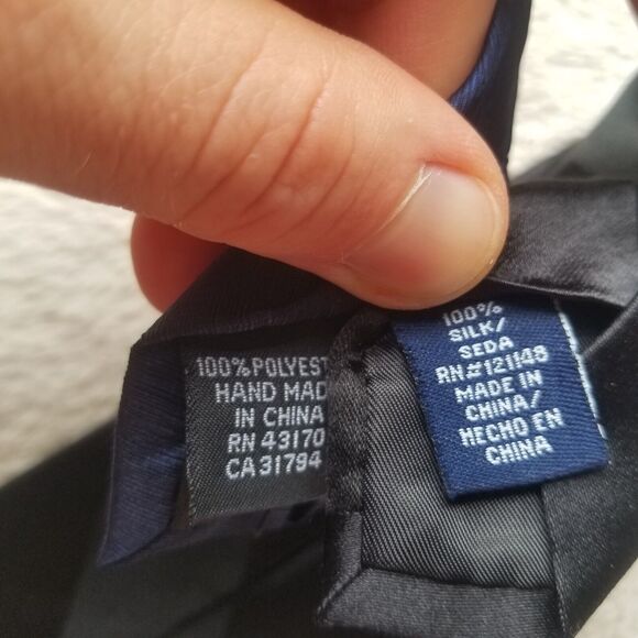 Stafford Necktie Tie Bundle Lot 2pc Striped Black Blue Neckties 3" - Picture 4 of 4